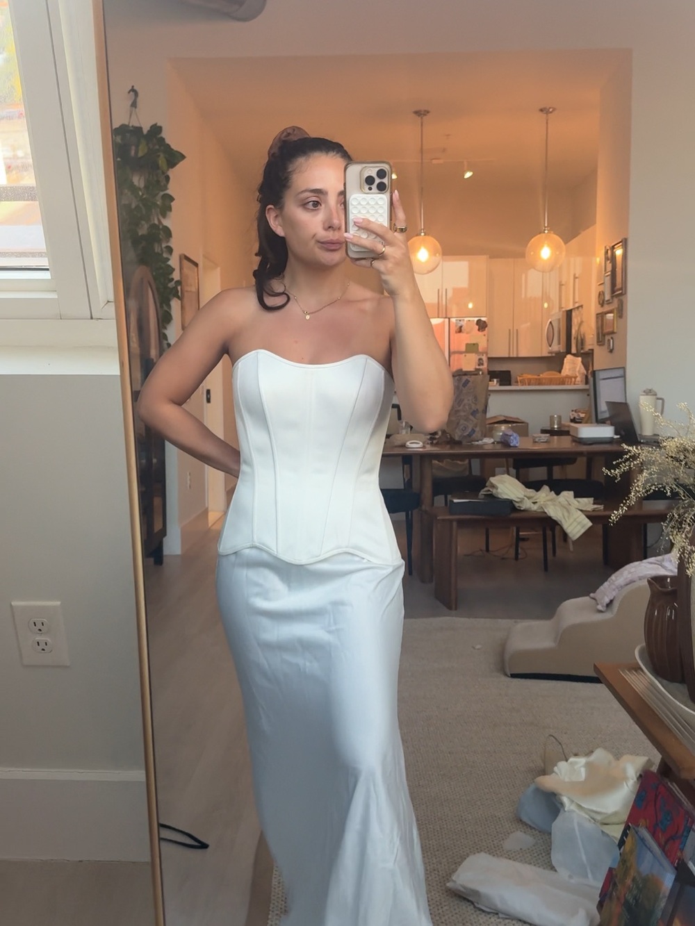 Strapless White Two-Piece Corset Wedding Dress - Picture 6 of 7